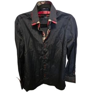 Brio Dress Shirt With Red Plaid Trim M